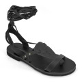 Γυναικεία Δερμάτινα Σανδάλια Kouroshoes 6/22, Μαύρο