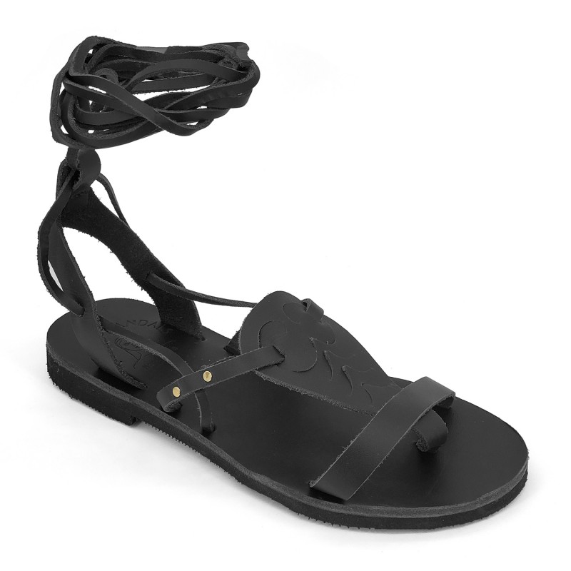 Γυναικεία Δερμάτινα Σανδάλια Kouroshoes 6/22, Μαύρο