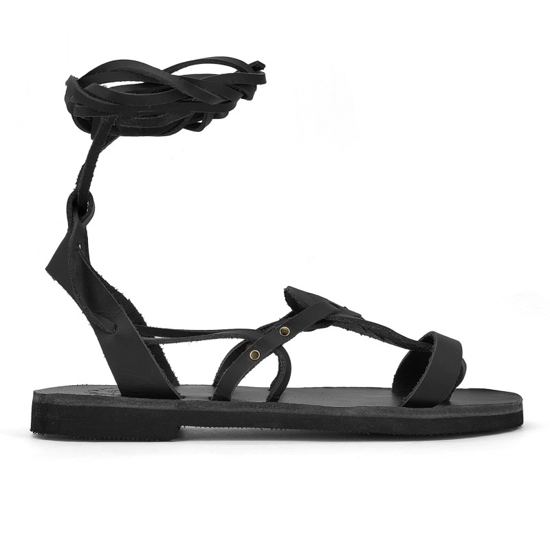 Γυναικεία Δερμάτινα Σανδάλια Kouroshoes 6/22, Μαύρο