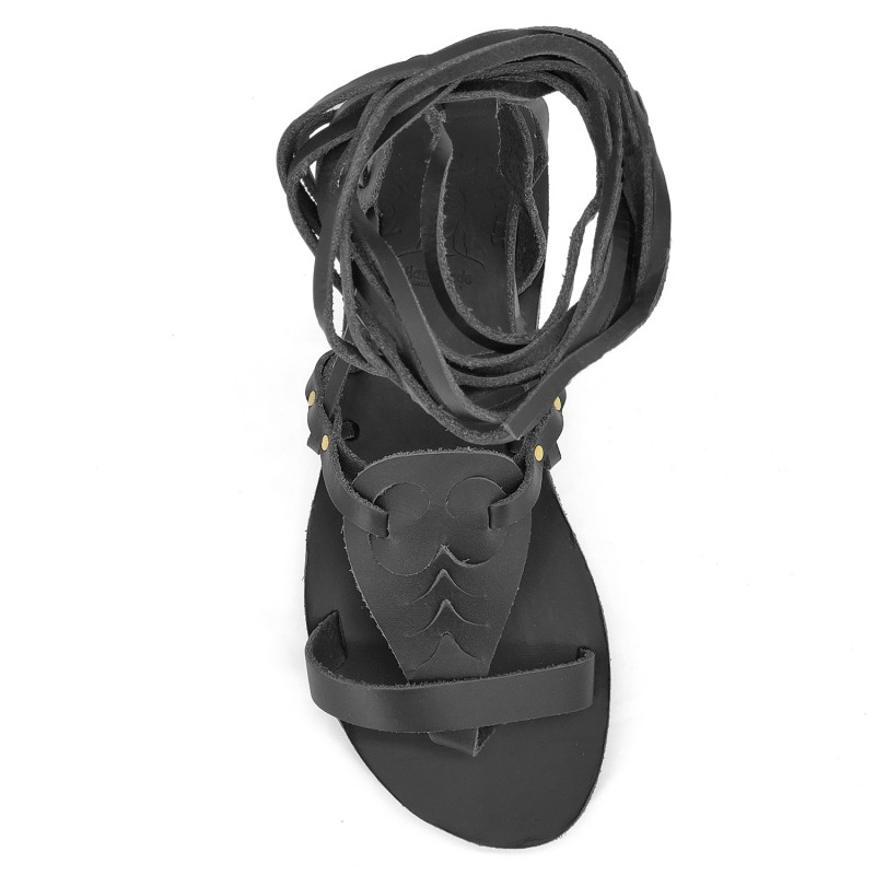 Γυναικεία Δερμάτινα Σανδάλια Kouroshoes 6/22, Μαύρο