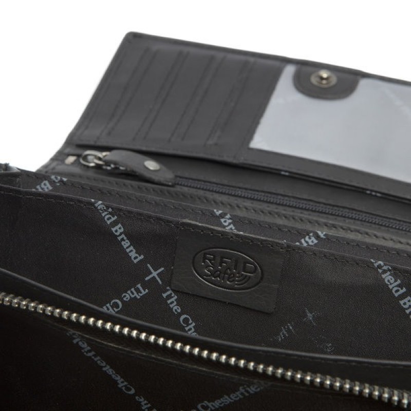 Γυνακείο Δερμάτινο Πορτοφόλι Chesterfield C08.017800, Μαύρο Γυνακείο Δερμάτινο Πορτοφόλι Chesterfield C08.017800, Μαύρο