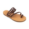 Γυναικεία Δερμάτινα Σανδάλια Kouroshoes 18/2, Καφέ