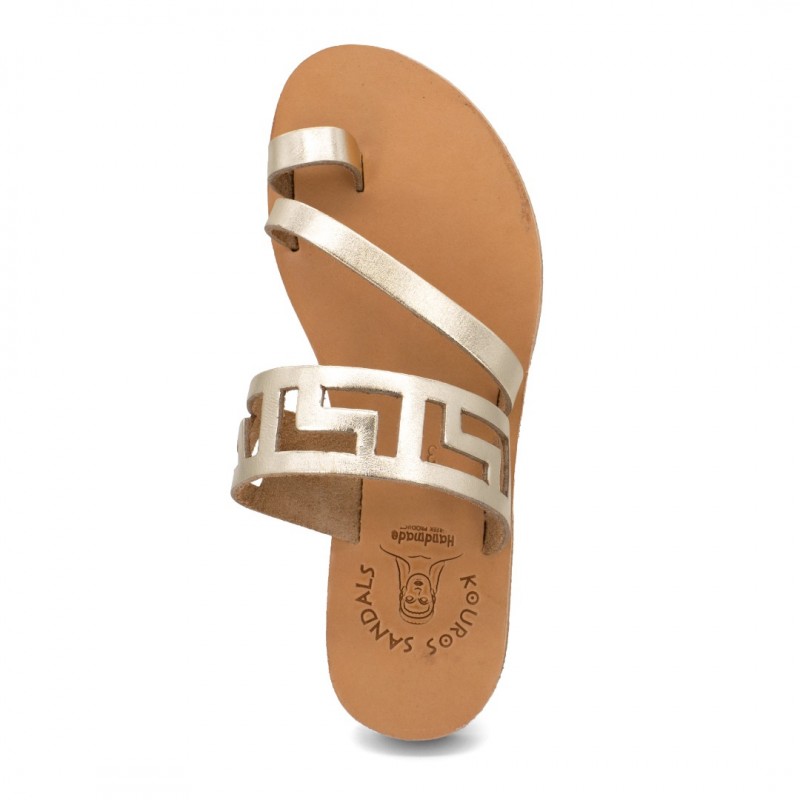 Γυναικεία Δερμάτινα Σανδάλια Kouroshoes 18/2, Χρυσό Γυναικεία Δερμάτινα Σανδάλια Kouroshoes 18/2, Χρυσό