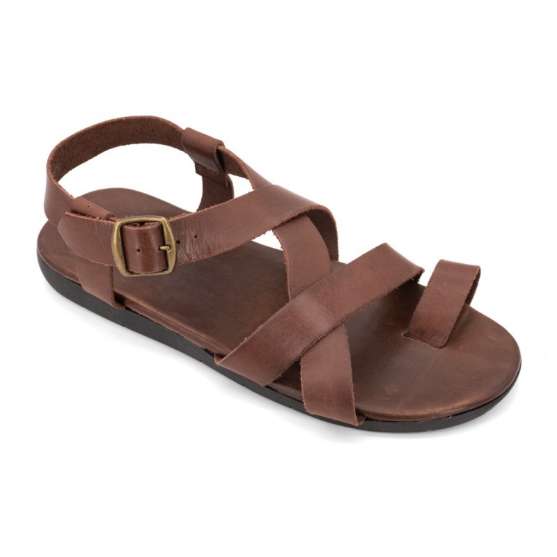 Ανδρικά Δερμάτινα Σανδάλια Kouroshoes 8/15, Καφέ
