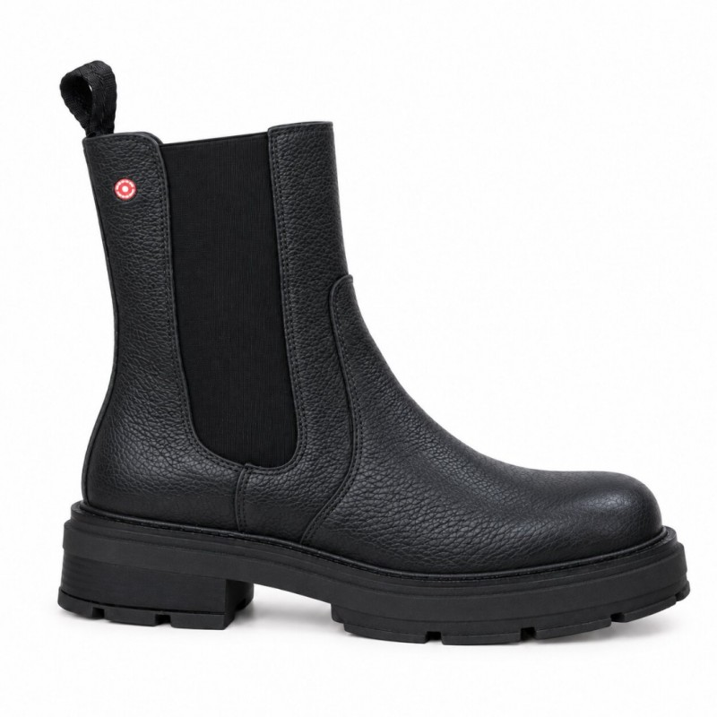 Γυναικεία Δερμάτινα Μποτάκια Robinson 114700, Μαύρο