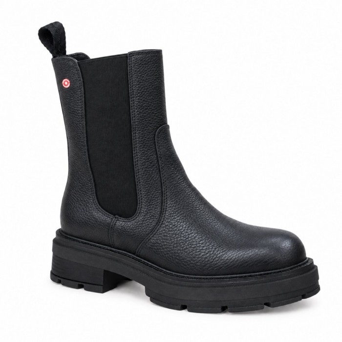 Γυναικεία Δερμάτινα Μποτάκια Robinson 114700, Μαύρο