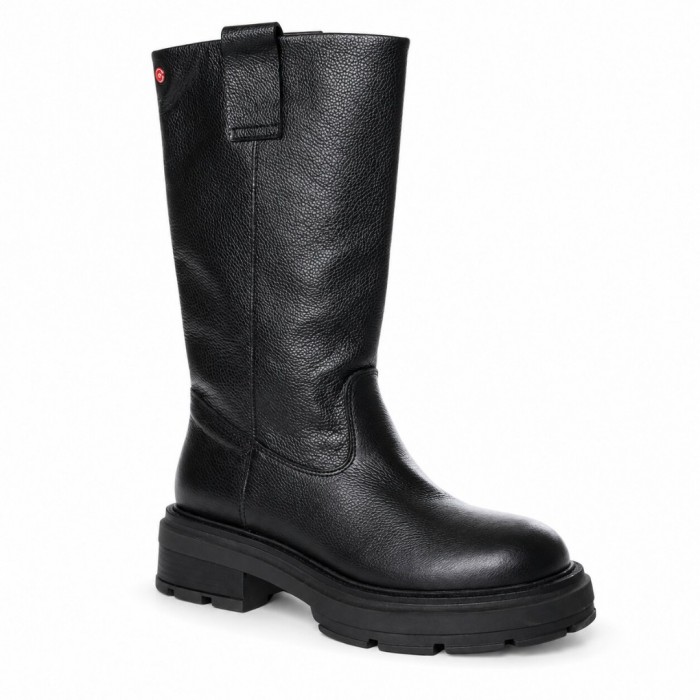 Γυναικεία Δερμάτινα Μποτάκια Robinson 114702, Μαύρο