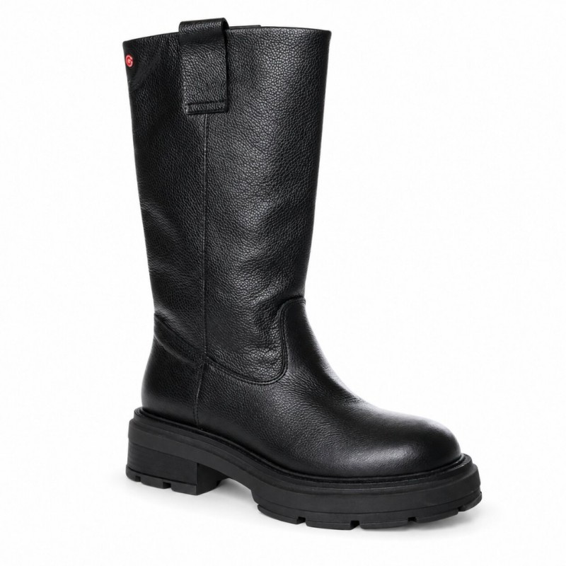 Γυναικεία Δερμάτινα Μποτάκια Robinson 114702, Μαύρο