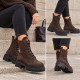 Γυναικεία Δερμάτινα Μποτάκια Robinson 114703, Καφέ Καστόρι