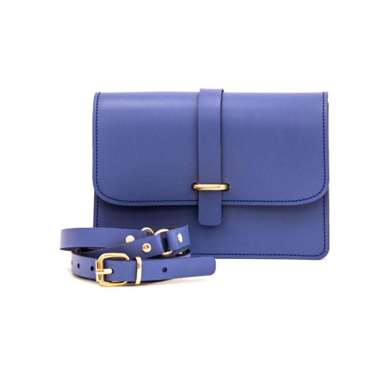 Δερμάτινη Τσάντα κωδ.99525 «Strap on Flap Leather Messenger», Γαλάζιο Δερμάτινη Τσάντα κωδ.99525 «Strap on Flap Leather Messenger», Γαλάζιο