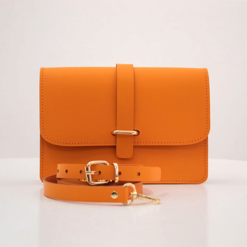 Δερμάτινη Τσάντα κωδ.99525 «Strap on Flap Leather Messenger», Πορτοκαλί