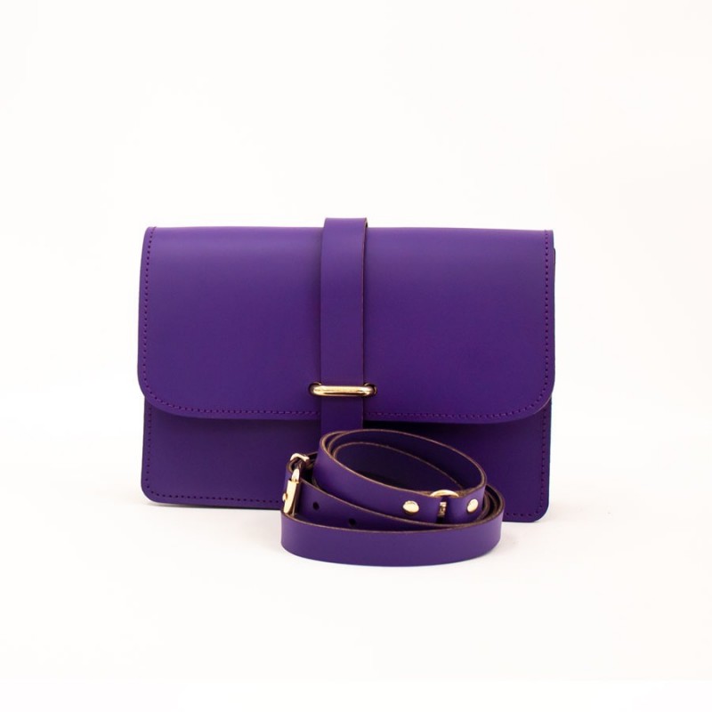 Δερμάτινη Τσάντα κωδ.99525 «Strap on Flap Leather Messenger», Μωβ Δερμάτινη Τσάντα κωδ.99525 «Strap on Flap Leather Messenger», Μωβ