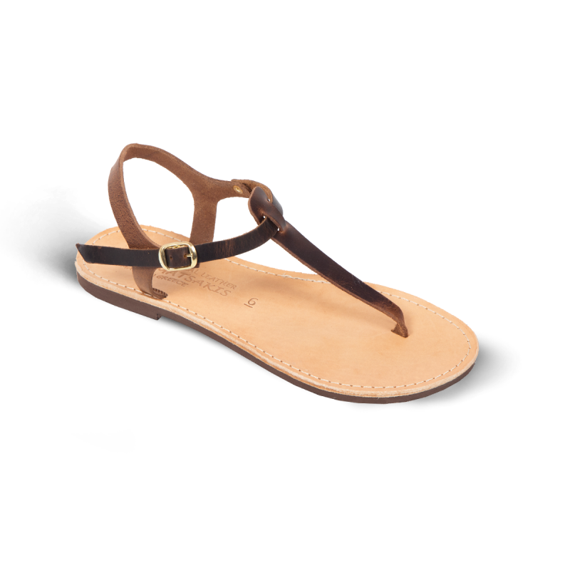 Γυναικεία Δερμάτινα Σανδάλια Κληματσάκης 536, Καφέ