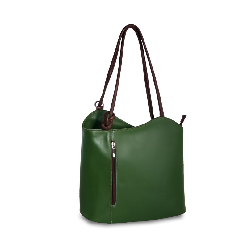 Δερμάτινη Τσάντα Ώμου Καρράς DE0111, Πράσινο/Καφέ
